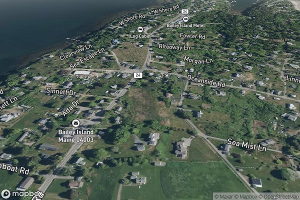 roof moss and algae removal in Bailey Island ME 04003 - Aerial View