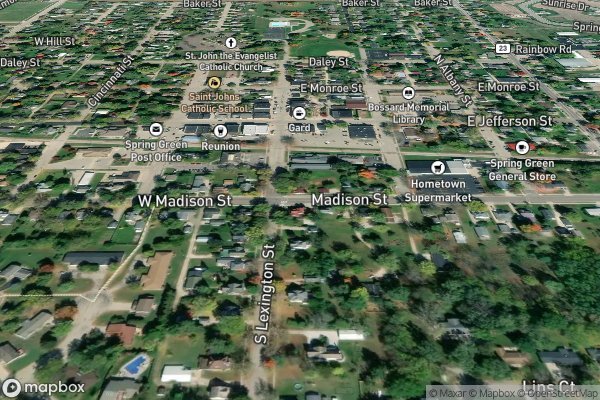 roof moss and algae removal in Spring Green WI 53588 - Aerial View